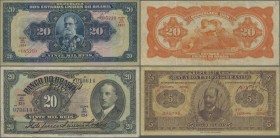 Brazil: Nice group with 3 banknotes comprising República dos Estados Unidos do Brasil 5 Mil Reis 1922 P.27 (F+) and 20 Mil Reis ND(1931) P.48d (F+) an...