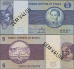 Brazil: Banco Central do Brasil 5 Cruzeiros ND(1970-79) SPECIMEN, P.192s with black serial number A00000*00000, black overprint ”Sem Valor” and perfor...
