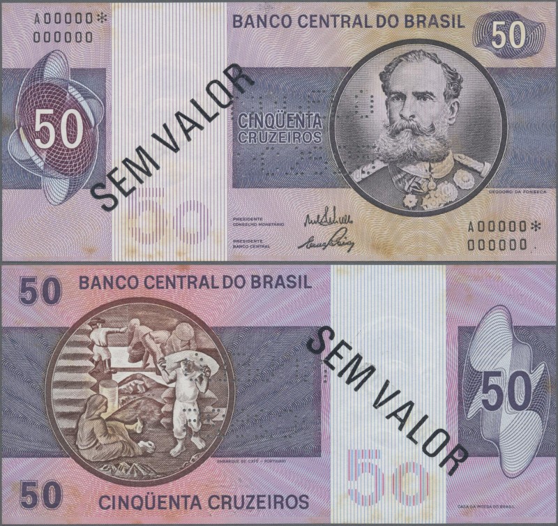 Brazil: Banco Central do Brasil 50 Cruzeiros ND(1970-79) SPECIMEN, P.192s with b...