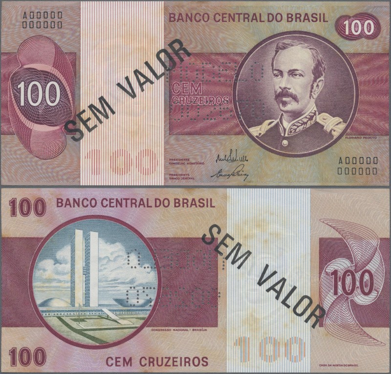 Brazil: Banco Central do Brasil 100 Cruzeiros ND(1974-81) SPECIMEN, P.195As with...