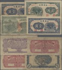 China: Set with 4 banknotes of the BEEI HAI BANK OF CHINA ND(1938) series with 50 Cents = 5 Chiao P.NL (F-), 2x 10 Cents CHIAOTUNG P.S3541 (F/F+) and ...