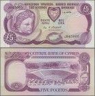 Cyprus: 5 Pounds 1979 P. 47, light fold, colour remains on left, condition: aUNC.
 [differenzbesteuert]