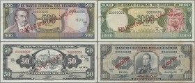 Ecuador: Banco Central del Ecuador, very nice SPECIMEN set with 7 banknotes comprising 5 Sucres 1968 series HG P.113bs, 10 Sucres 1968 series KV P.114...
