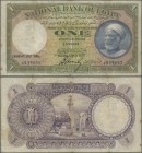 Egypt: National Bank of Egypt 1 Pound 1926, P.20, still nice with tiny margin splits, lightly toned paper, some rusty spots and a few pinholes at uppe...