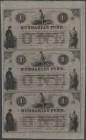Hungary: Independent Hungarian Government - National Treasury uncut sheet with 3 notes of the 1 Dollar 1852 unsigned remainder without signature and s...