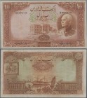 Iran: Bank Melli Iran 100 Rials SH1317 (1938) with western serial numbers, P.36Aa, still nice condition with strong paper, some folds and lightly stai...