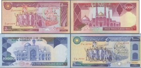 Iran: Islamic Republic of Iran – Bank Markazi Iran, nice set with 7 banknotes series ND(1981) with 5000 Rials P.133 (UNC), 2x 10.000 Rials P.134a (UNC...
