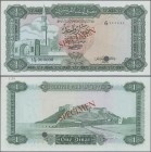Libya: Central Bank of Libya 1 Dinar color trial SPECIMEN in green instead of blue color, ND(1972), P.35cts in perfect UNC condition. Very Rare!
 [di...