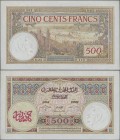 Morocco: Banque d'État du Maroc 500 Francs 1948, P.15b, almost perfect condition with a few minor creases at upper margin and a tiny spot at lower lef...