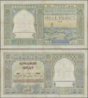 Morocco: Banque d'État du Maroc 1000 Francs 1950, P.16c, still intact without larger damages, just one tiny hole at center, minor stains and a few fol...