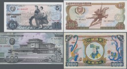 North Korea: Nice group with 13 banknotes comprising for KOREA 10 Sen 1937 P.27 (VF+) and for NORTH KOREA pair of 15 Chon 1947 P.5a,b (aUNC/UNC), pair...