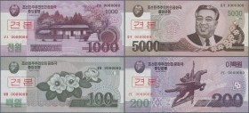 North Korea: Set with 10 Specimen series 2002-2013 with 5, 10, 50, 100, 200, 500, 1000, 2000 and 5000 Won 2002 (2009) SPECIMEN and 5000 Won 2013 SPECI...