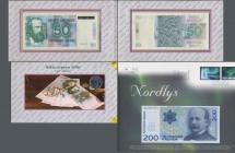 Norway: Nice set with two original folders of the Norges Bank, one with the last issue of the 50 Kroner 1995 P.42f and the second one with the Millenn...