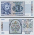 Norway: 500 Kroner 1991 with signatures: Skånland & Johansen, P.44a in perfect UNC condition.
 [zzgl. 7 % Importspesen]