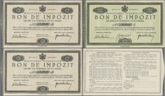 Romania: Set with 3 bonds ”Bon de Impozit” 500 Lei (UNC), 1000 (aUNC) and 5000 Lei (VF) 1932, P.NL. Great lot! (3 pcs.)
 [differenzbesteuert]
