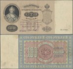 Russia: 100 Rubles 1898, P.5b with signatures TIMASHEV/MIKHEIEV, still nice with strong paper, small border tears and a few minor spots. Condition: F/...
