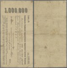 Russia: 1.000.000 Rubles 1921 RSFSR Treasury Short Term Certificate, P.120, taped border tear, several folds and stained paper, Condition: F-/F.
 [di...