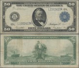 United States of America: Federal Reserve Note 50 Dollars series 1914, blue seal and letter 12-L (San Francisco branch), P.362bL, great condition with...