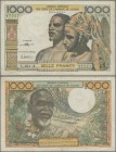 West African States: West African States 1000 Francs ND, letter ”A” = IVORY COAST, P.103Ai, some folds and lightly toned paper, Condition: F+.
 [zzgl...