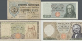 Italy: 3 collectors albums ”Cartamoneta d' Italia” with 75 banknotes, comprising for example 50 Centisimi BIGLIETTO CONSORZIALE D. 30.04.1874 P.1 (F+)...