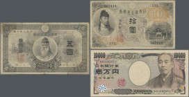 Japan: Album with 41 different banknotes with quite a lot of rare notes, containing for example 5 Gold Yen ND(1889-1910) P.31a (F/F- with small holes ...