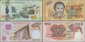 Papua New Guinea: Huge lot with 1225 banknotes comprising 100x 2 Kina P.1, 100x 2 Kina P.5a, 110 pcs 2 Kina P.5c, 111x 2 Kina P.12, 161x 2 Kina P.16c,...
