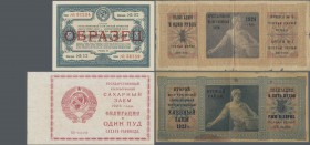 Russia: Album with 35 State bonds and coupons 1923 till 1941 comprising for example state obligations for 5 pud bred , 1 pud sugar 1923, 1 Rubl 1924, ...