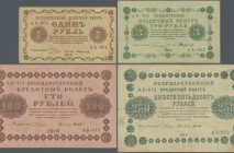 Russia: Album with 83 banknotes of the State Credit Notes Issue 1918, all with different cashier signatures comprising 6x 1 Ruble, 10x 3 Rubles, 7x 5 ...