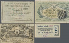 Ukraina: Album with 44 banknotes of the Ukraine & Crimea area, comprising for the City of BAR 3 Rubles 1919 P.NL (R.689) (F), City of LADYSHIN 3 Ruble...