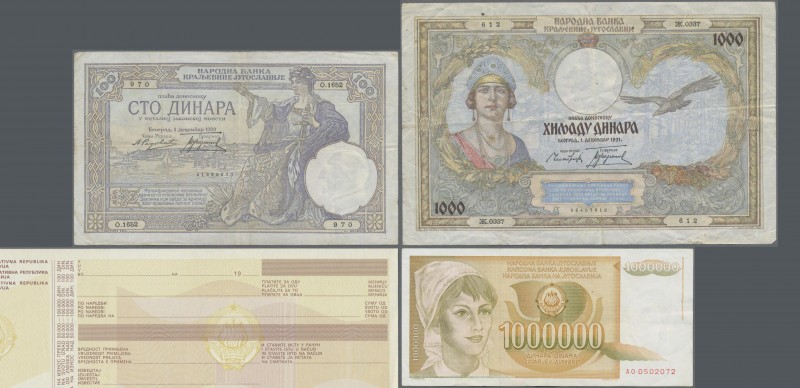 Yugoslavia: Giant lot with more than 3300 banknotes and checks, sorted by catalo...