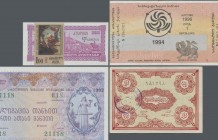 Alle Welt: Album with 76 banknotes with the state issues of ARMENIA, AZERBAIJAN, IRANIAN AZERBAIJAN and GEORGIA, comprising for Armenia 10, 25, 50, 10...