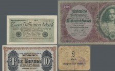 Alle Welt: Very nice lot with 208 banknotes with a main part Germany (Inflation, POW WW I and II, Notgeld) and a smaller part world banknotes includin...