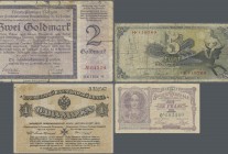 Alle Welt: Nice lot with 19 banknotes including a few Notgeld, comprising for example Austria 50 Gulden 1806 Formular P.A41 Formular (VG with larger m...