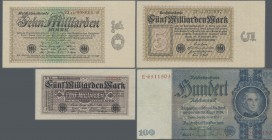 Deutschland - Deutsches Reich bis 1945: Ein Leitz Ordner mit über 100 mit Banknoten aus Deutschland 1904-1937, dabei u.a. 5, 10 und 3 x 50 Milliarden ...