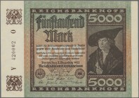 Deutschland - Deutsches Reich bis 1945: Großer Posten mit 256 Banknoten 5000 Mark 1922, KN 6-stellig mit Wz. Hakensterne, Ro.80a, durchweg in fast kas...