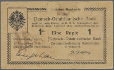 Deutschland - Kolonien: Riesiger Posten mit 137 Banknoten 1 Rupie DOA der Ausgaben 1915/16, bereits nach Sorten vorsortiert, dabei enthalten sind 2x R...