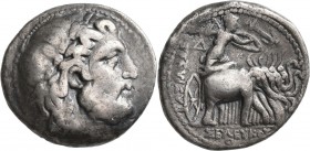 Syrien: Seleukos I. 312-280: AR-Tetradrachme, 16,65 g. Zeuskopf nach rechts // Athena in Elefantenquadriga nach rechts, selten, dunkle Patina, schön-s...