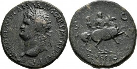 Nero (54 - 68): Sesterz, Mzst. Lugdulum, 33,35 mm, 26,59 g, dunkelbraune Patina, sehr schön.
 [differenzbesteuert]