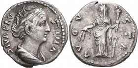 Faustina Maior (+ 141 n.Chr.): AR-Denar, geprägt unter Antonius Pius nach 141. 3,35g, DIVA FAV STINA, Drapierte Büste nach Rechts / AVGV STA, Ceres na...