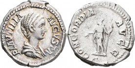 Plautilla (202 - 205): Gattin des Caracalla: AR-Denar, 3,37 g, Kampmann 52.2, Schrötlingsfehler, sehr schön.
 [differenzbesteuert]