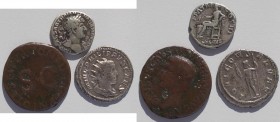 Römische Kaiserzeit: Kleines Lot 3 römische Münzen: Antoninian vom Philippus II., As von Drusus, Denar von Trajan.
 [differenzbesteuert]