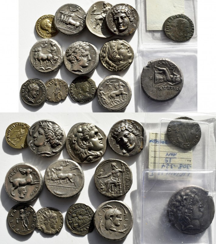 Antike: Interessantes Lot von 13 antiker griechischer und römischer Silbermünzen...