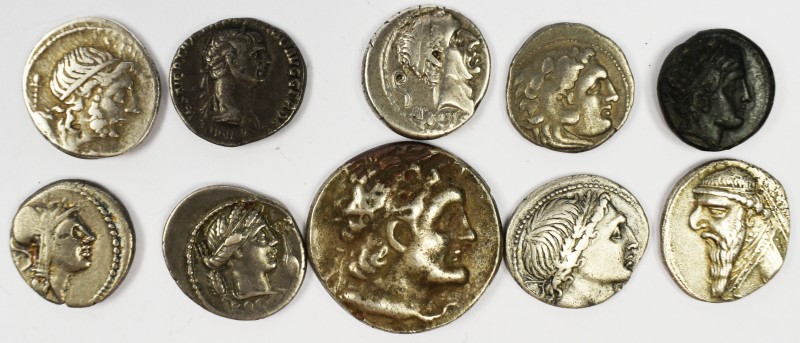 Antike: Gemischtes Lot - 10 Münzen (9 x AR und 1 x AE), Griechische Münzen, Römi...