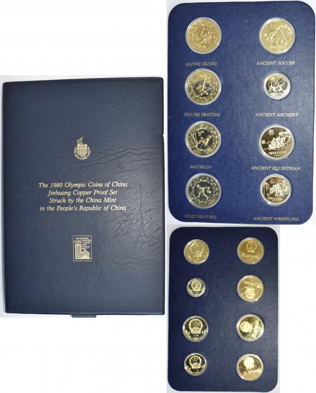 China - Volksrepublik: Set mit 8 Münzen zu je 1 Yuan 1980 zu den Olympischen Win...