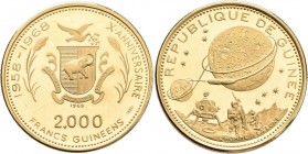 Guinea: Republique de Guinee: 2000 Francs Guineens 1969, 10 Jahre Unabhängigkeit 1958-1968 X. Anniversaire / Lunar Landing, Apollo 11 Mondlandung, L' ...