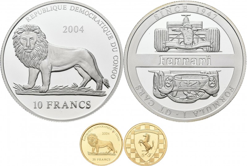 Kongo, DR / Zaire: 20 Francs 2004 Motiv Ferrari. KM# 144. 1,24g (1/25 OZ) 999/10...