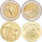 Liberia: 50 Dollars 2004 - Olympische Spiele in Athen. Auflage nur 500 Stück, höchste Qualität polierte Platte. 6,22 g (1/5 OZ) 999/1000 Gold. In Gesa...