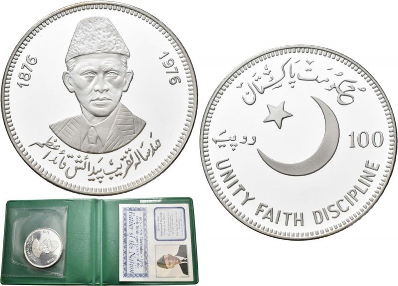 Pakistan: 100 Rupees 1976, 100. Geburtstag Quaid-e-Azam Mohammad Ali Jinnah, Fat...