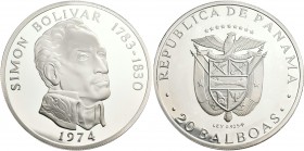 Panama: Lot 3 Stück: 20 Balboas 1974, Simon Bolivar 1783-1830. Jeweils in Kapsel und Etui, mit Zertifikat. Jede Münze wiegt 129,59g und ist aus 925/10...