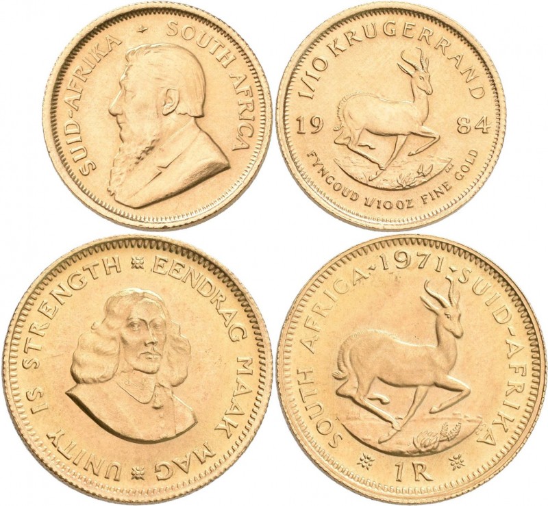 Südafrika: Kleines Lot 3 Goldmünzen: 1 Rand, 1/10 OZ und 1/4 OZ Krügerrand.
[zz...